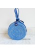 coloring rattan circle sling leather bags blue color